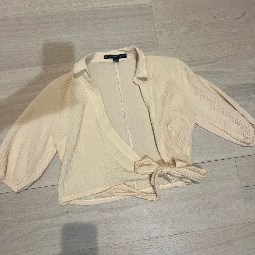 HYFVE Beige Tie-Front Blouse